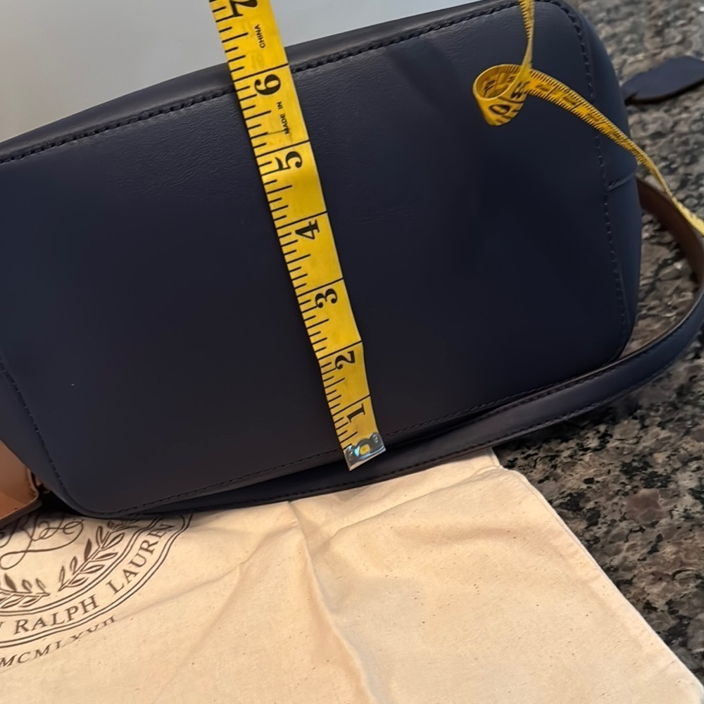 Ralph Lauren Marine Blue Dryden Debby leather Med Bucket Bag adj Strap NWT - Picture 13 of 15